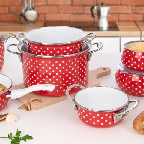 Garnek Emaliowany 4 L ORION TECKA Czerwony 22 cm Indukcja Zmywarka