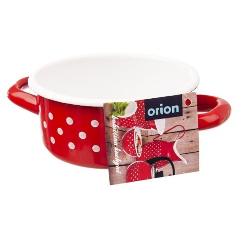 Garnek Emaliowany w Grochy Czerwony Solidny Trwały Indykcja ORION 600 ml