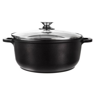 Garnek Indukcja ze Szklaną Pokrywką Granitowy Nieprzywierający ORION 28 cm