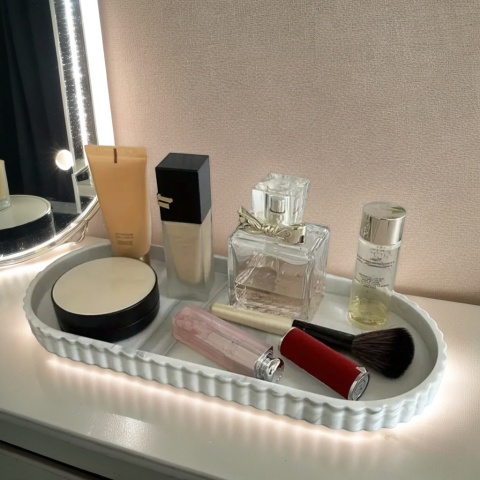 1-częściowa owalna taca do przechowywania toalet, taca na mydło na blacie, taca silikonowa na blat łazienkowy