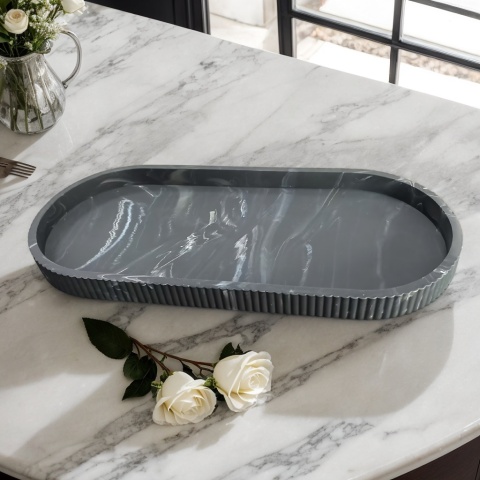 1-częściowa owalna taca do przechowywania toalet, taca na mydło na blacie, taca silikonowa na blat łazienkowy