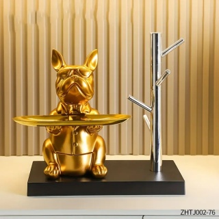 Kreatywna, wielofunkcyjna złota statuetka buldoga jako taca, ozdoba do salonu, gabinetu, sypialni, dekoracja wnętrz.