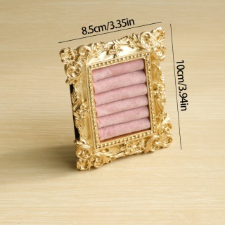 Stojak na pierścionki w stylu vintage, złoty, zamszowa taca na kolczyki, barokowy design, prezenty ślubne i urodzinowe