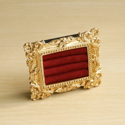 Stojak na pierścionki w stylu vintage, złoty, zamszowa taca na kolczyki, barokowy design, prezenty ślubne i urodzinowe