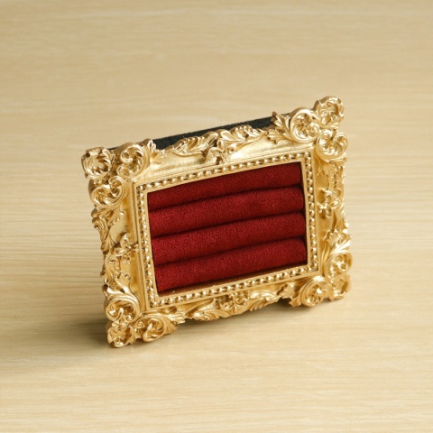 Stojak na pierścionki w stylu vintage, złoty, zamszowa taca na kolczyki, barokowy design, prezenty ślubne i urodzinowe,