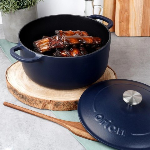 Garnek Żeliwny 5,2 L LITINA Emaliowany 26 cm Granatowy Indukcja