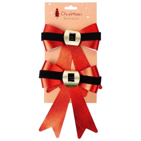 Kokarda Dekoracyjna Świąteczna HSD 2 szt. 15 x 17 cm Czerwona Połysk