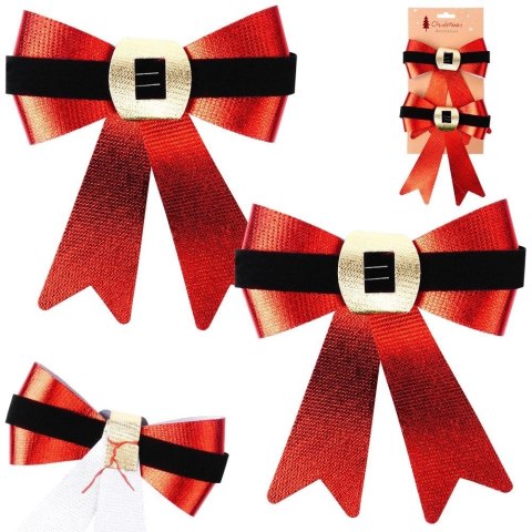 Kokarda Dekoracyjna Świąteczna HSD 2 szt. 15 x 17 cm Czerwona Połysk