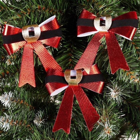 Kokarda Dekoracyjna Świąteczna HSD 3 szt. 10 x 10 cm Czerwona Połysk