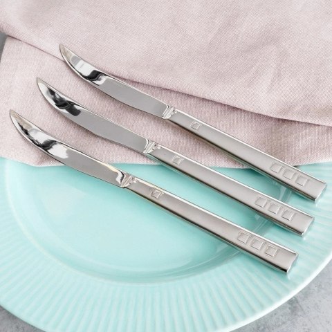 Noże Stołowe Stalowe Srebrne Wytrzymałe Klasyczne NAVA HARMONY 3 el.