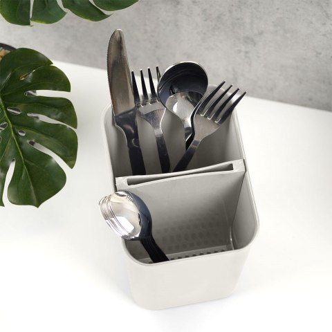 Ociekacz na Sztućce 14 x 11,5 x 16 cm Tworzywo Popielaty do Zmywarki VILDE