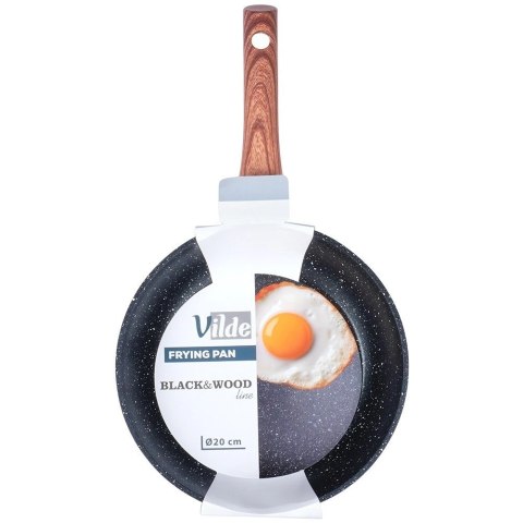 Patelnia Granitowa Nieprzywierająca 20 cm VILDE Black&Wood Indukcja