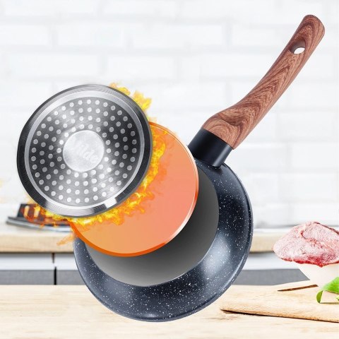 Patelnia Granitowa Nieprzywierająca 20 cm VILDE Black&Wood Indukcja