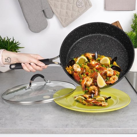 Patelnia Granitowa z Pokrywką 28 cm ORION Stoner Indukcja Piekarnik