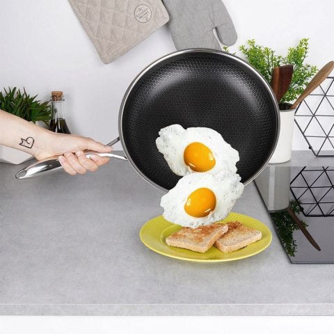 Patelnia Stalowa 28 cm ORION Cookcell Nieprzywierająca do Piekarnika