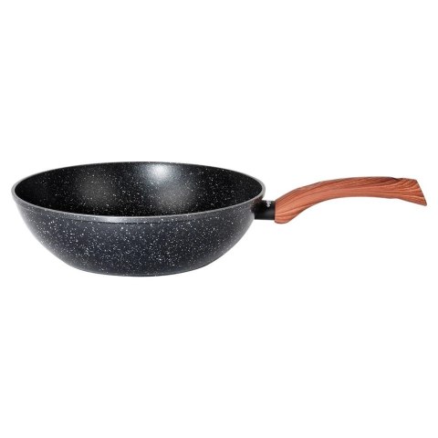 Patelnia Wok Granitowa 28 cm VILDE Black&Wood Nieprzywierająca Indukcja