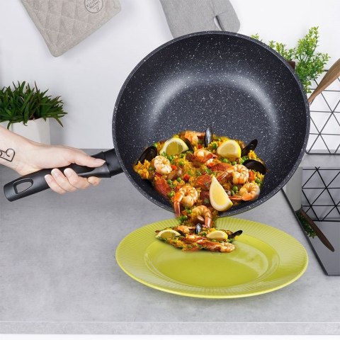 Patelnia Wok Granitowa 30 cm ORION Grande Nieprzywierająca Indukcja