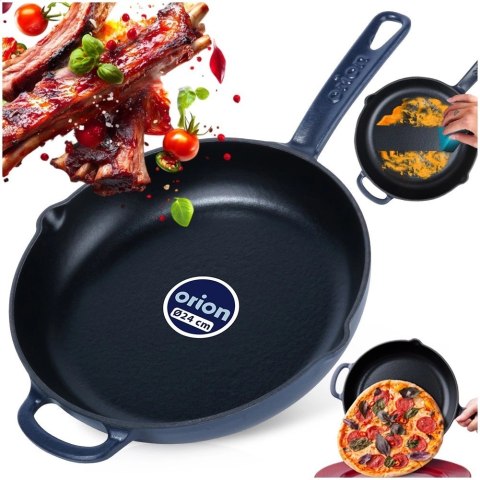 Patelnia Żeliwna Emaliowana 24 cm ORION Litina do Indukcji i Piekarnika