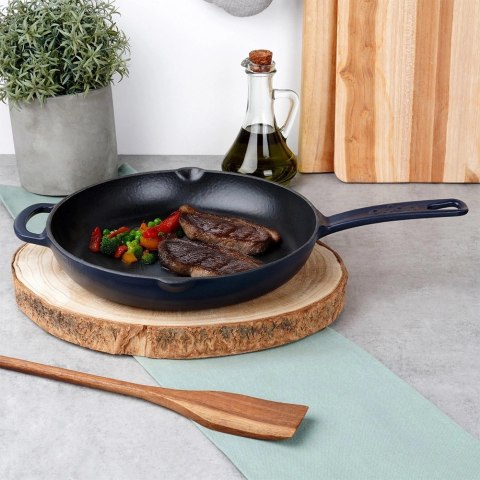 Patelnia Żeliwna Emaliowana 26 cm ORION Litina do Indukcji i Grillowania