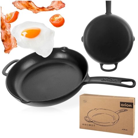 Patelnia Żeliwna Emaliowana 26 cm ORION Litina do Indukcji i Grillowania