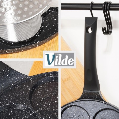 Patelnia do Jajek Granitowa 7 Otworów 26 cm VILDE Black Line Buzie Indukcja