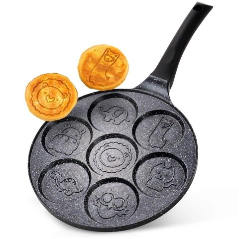 Patelnia do Jajek Granitowa 7 Otworów 26 cm VILDE Black Line Zwierzątka