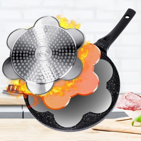 Patelnia do Jajek Granitowa 7 Otworów 26 cm VILDE Black Line Zwierzątka