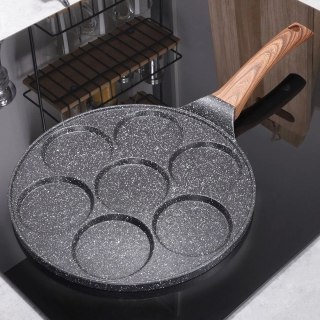 Patelnia do Jajek Granitowa 7 Otworów 26 cm VILDE Black&Wood Indukcja