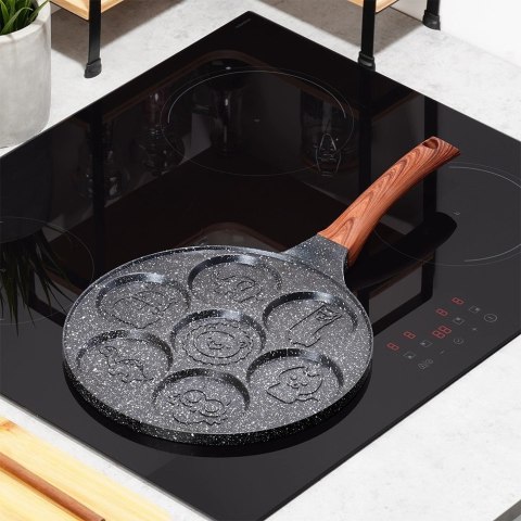 Patelnia do Jajek Granitowa 7 Otworów 26 cm VILDE Black&Wood Indukcja