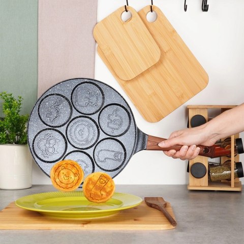 Patelnia do Jajek Granitowa 7 Otworów 26 cm VILDE Black&Wood Indukcja