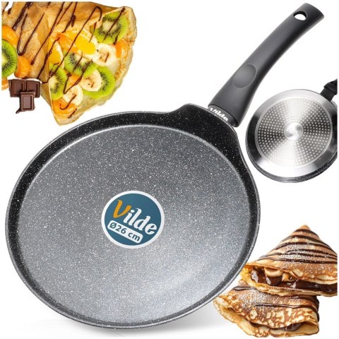 Patelnia do Naleśników Granitowa 26 cm VILDE Black Line Soft Touch