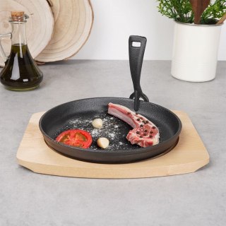 Patelnia do Serwowania Żeliwna 22 cm ORION z Deską i Uchwytem Litina