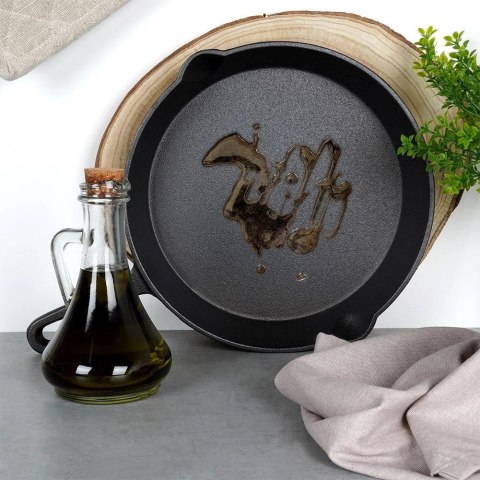 Patelnia na Gaz Indukcja Żeliwna z Nakładką Silikonową Solidna VILDE 25 cm