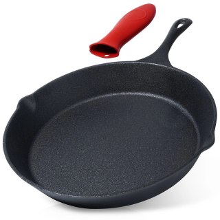 Patelnia na Gaz Indukcja Żeliwna z Nakładką Silikonową Solidna VILDE 30 cm