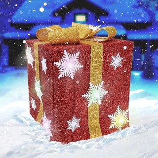 Prezent Świecący Świąteczny LED Czerwony Timer Dekoracja 46 cm VILDE