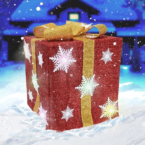 Prezent Świecący Świąteczny LED Czerwony Timer Dekoracja 46 cm VILDE