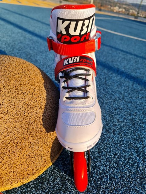 Rolki Damskie Męskie Białe Kauczukowe Solidne z Hamulcem KUBISPORT roz. 41