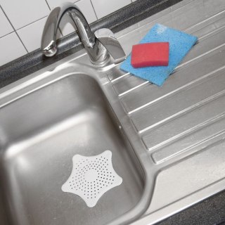 Sitko do Zlewu Gwiazda Białe z Przyssawkami Duże 16 cm Łazienka ORION