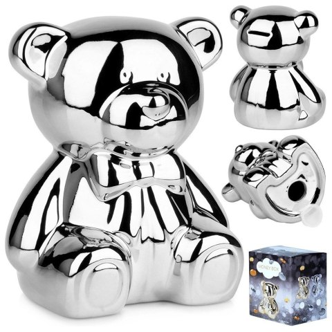 Skarbonka ceramiczna srebrna lustrzana 14,5x12,5x17 cm