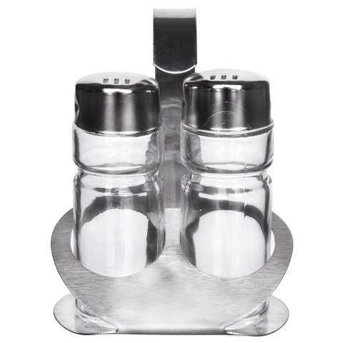 Solniczka Pieprzniczka Pojemnik na Sól Pieprz ze Stojakiem ORION 3 el.