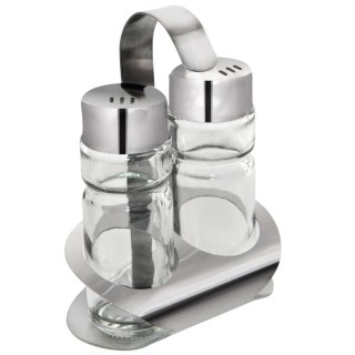 Solniczka Pieprzniczka Pojemnik na Sól Pieprz ze Stojakiem ORION 3 el.