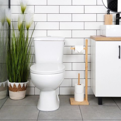 Stojak na Papier Toaletowy Drewniany Bambusowy Stabilny Solidny VILDE 70 cm