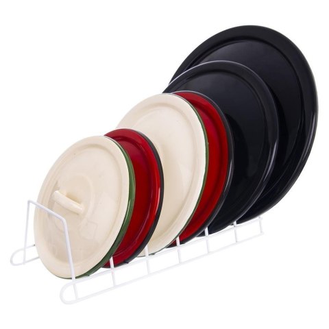 Stojak na Pokrywki do Garnków 34 x 17 cm ORION Metalowy Biały na 6 Pokrywek