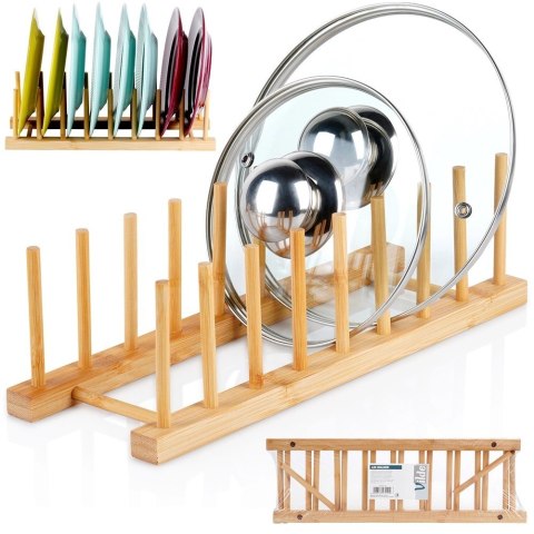 Stojak na Pokrywki i Talerze Bambusowy Organizer 8 szt. 34,5 cm VILDE