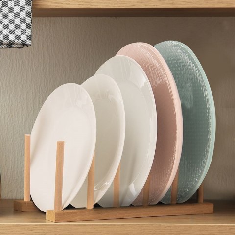 Stojak Organizer na Pokrywki Talerze Drewniany 8 szt. 35,5 cm ORION