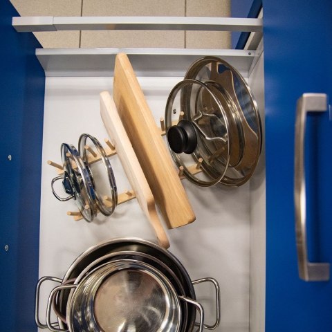 Stojak Organizer na Pokrywki Talerze Drewniany 8 szt. 35,5 cm ORION