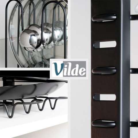 Stojak Oryganizer na Garnki Patelnie Pokrywki Metalowy Czarny ORION 2w1