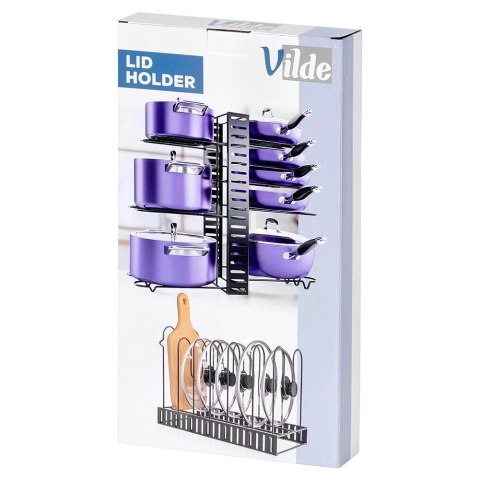 Stojak Oryganizer na Garnki Patelnie Pokrywki Metalowy Czarny ORION 2w1