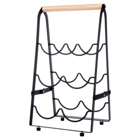 Stojak Regał na Wino 6 Butelek Metalowy Czarny Solidny VILDE 21 x 17 x 38cm