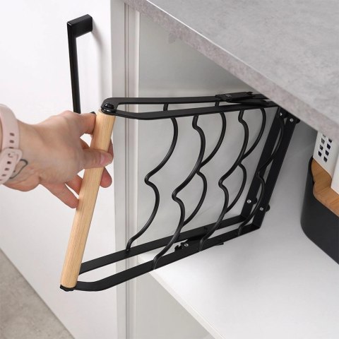 Stojak Regał na Wino 6 Butelek Metalowy Czarny Solidny VILDE 21 x 17 x 38cm